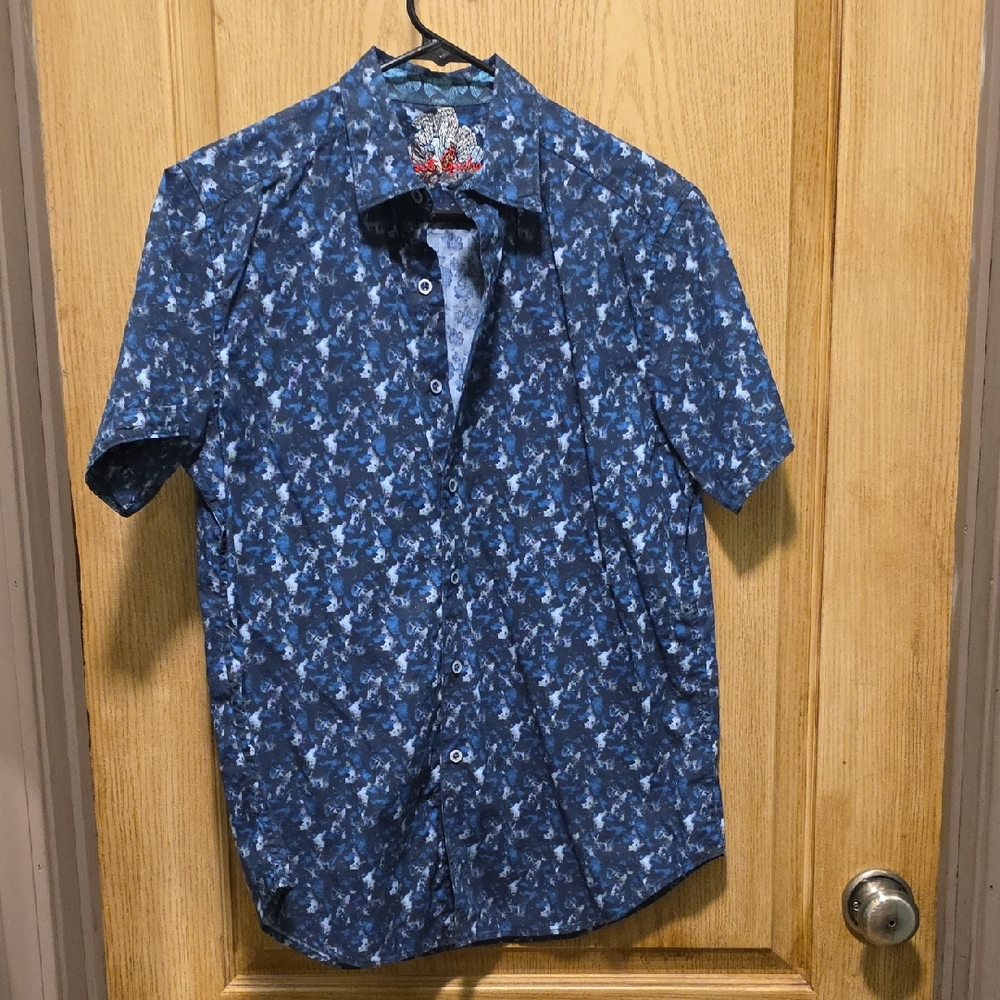 Robert Graham Blue Patterned Button Down Shirt - image 1